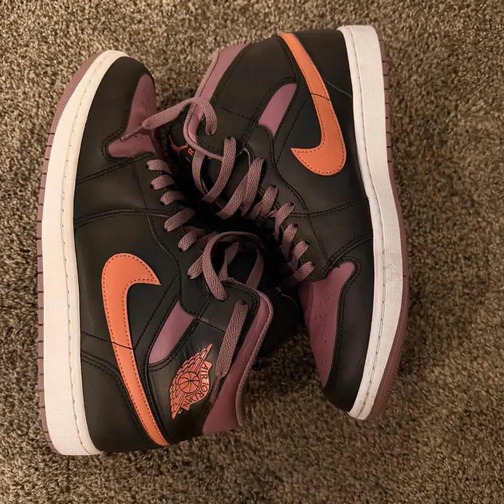 NIKE Men's Air Jordan 1 Mid SE Black Sky J Mauve Shoes Size 10